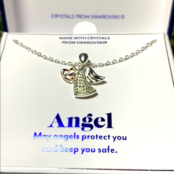 Brilliance Angel heart necklace Silver NIB Swarovski Crystals - Picture 2 of 4
